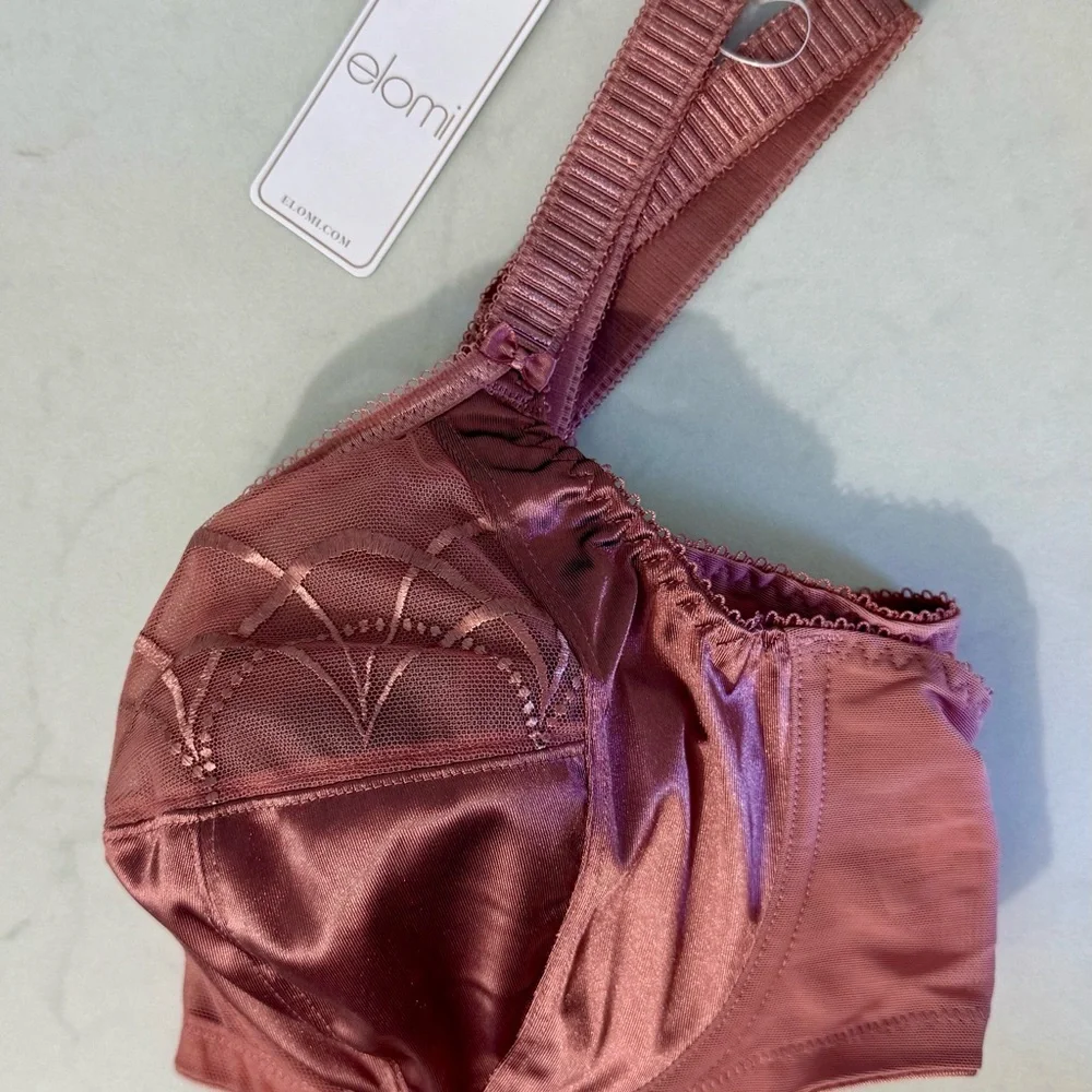 NWT Elomi Cate Full Figure Underwire Lace Cup Bra Adj Straps Rosewood 38DD - Picture 2 of 10